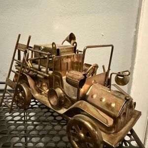 Vintage Brass Fire Truck Model